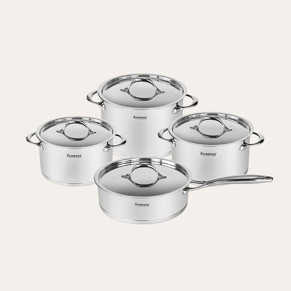 FINEZZA - Set de Ollas Finezza Acero Inoxidable FZ-1008TS 8 Piezas