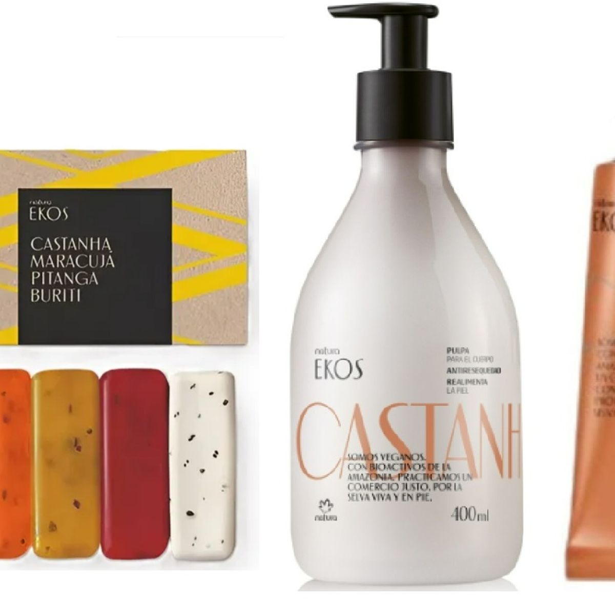 NATURA - Pulpa hidratante castaña 400ml + crema para manos + jabones