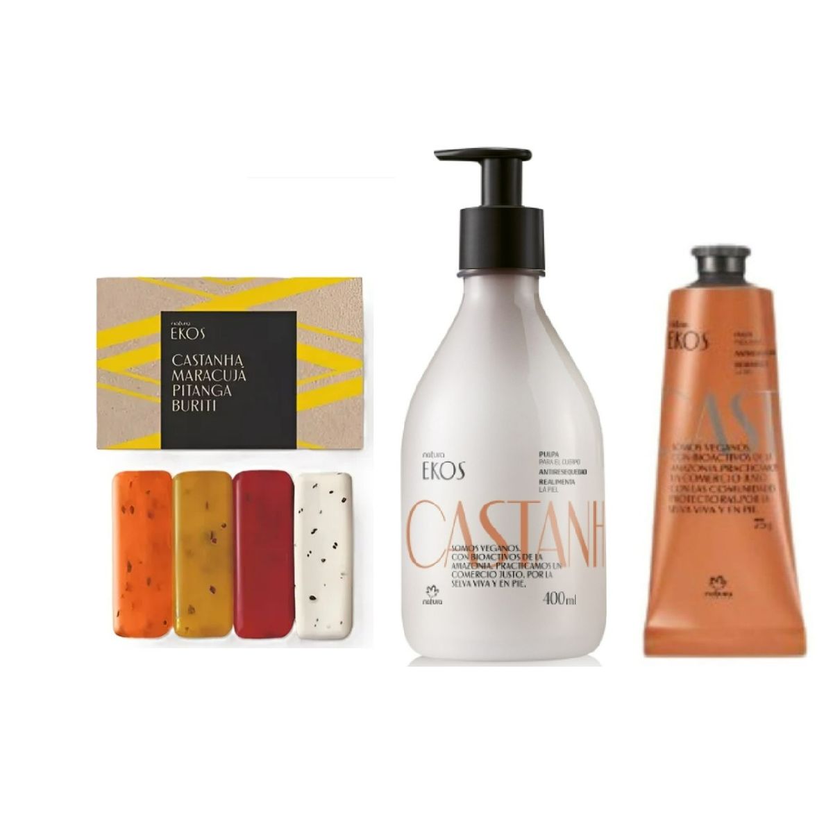 NATURA - Pulpa hidratante castaña 400ml + crema para manos + jabones