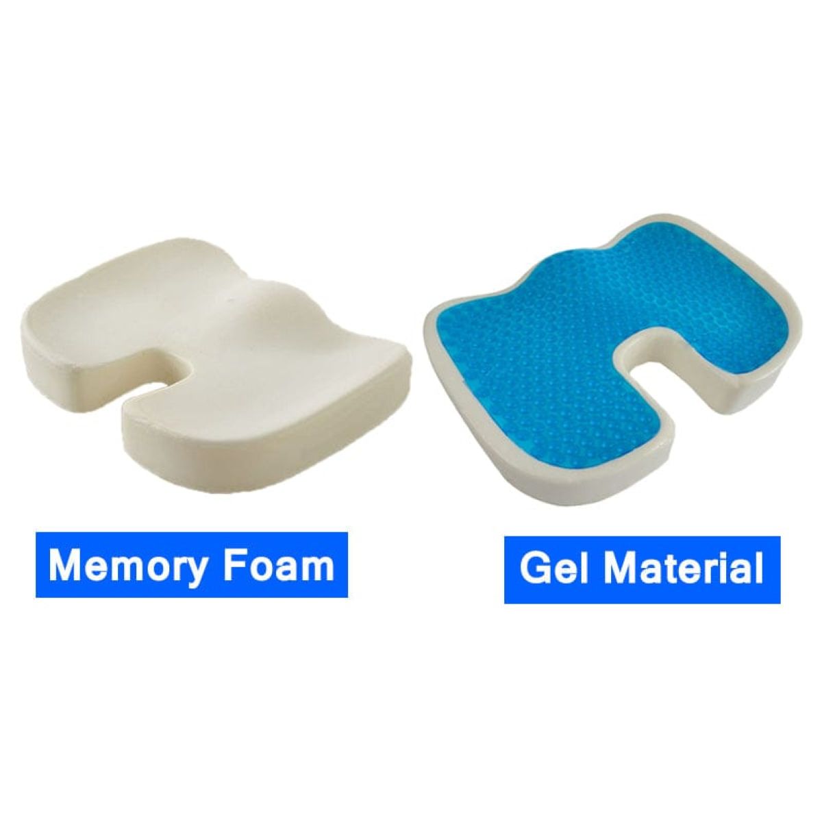 GENERICO - Cojín de Asiento con Gel - Memory Foam color negro