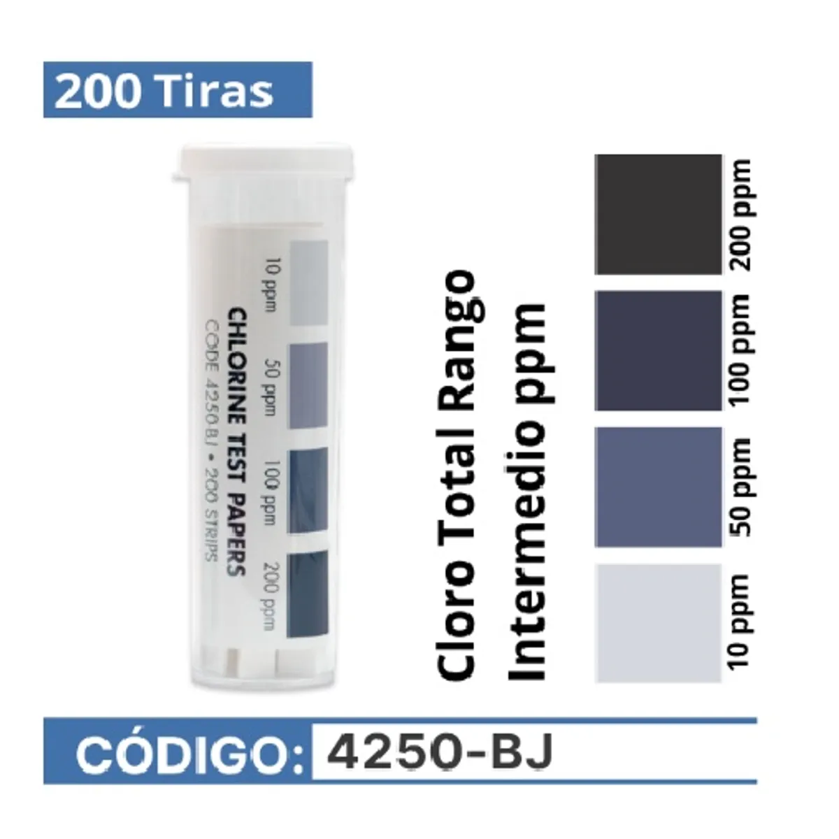 GENERICO - Tiras Reactivas Cloro Total Rango Intermedio LaMotte Código 4250-BJ
