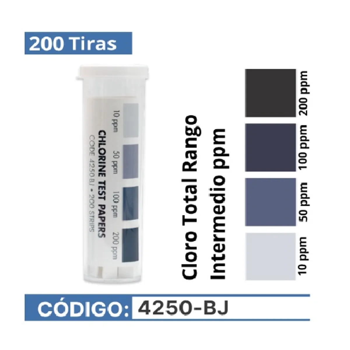 GENERICO - Tiras Reactivas Cloro Total Rango Intermedio LaMotte Código 4250-BJ
