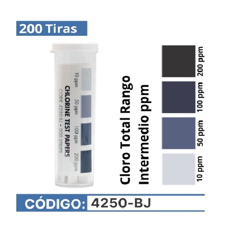 GENERICO - Tiras Reactivas Cloro Total Rango Intermedio LaMotte Código 4250-BJ