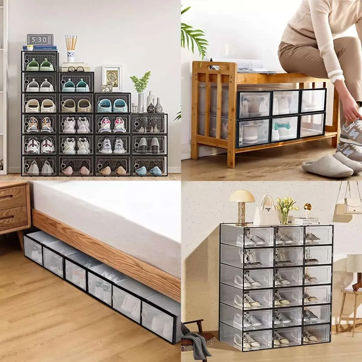 GENERICO - Set x 36 Cajas Organizador De Zapatos Con Ventilación - Negro