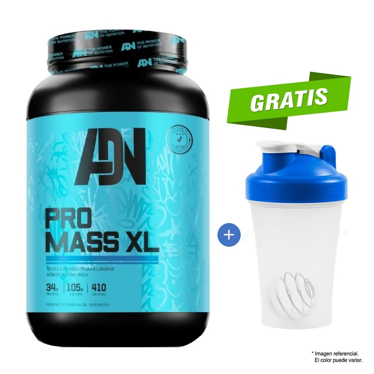ADN - ADN NUTRITION PRO MASS XL 2 KG. VAINILLA + SHAKER