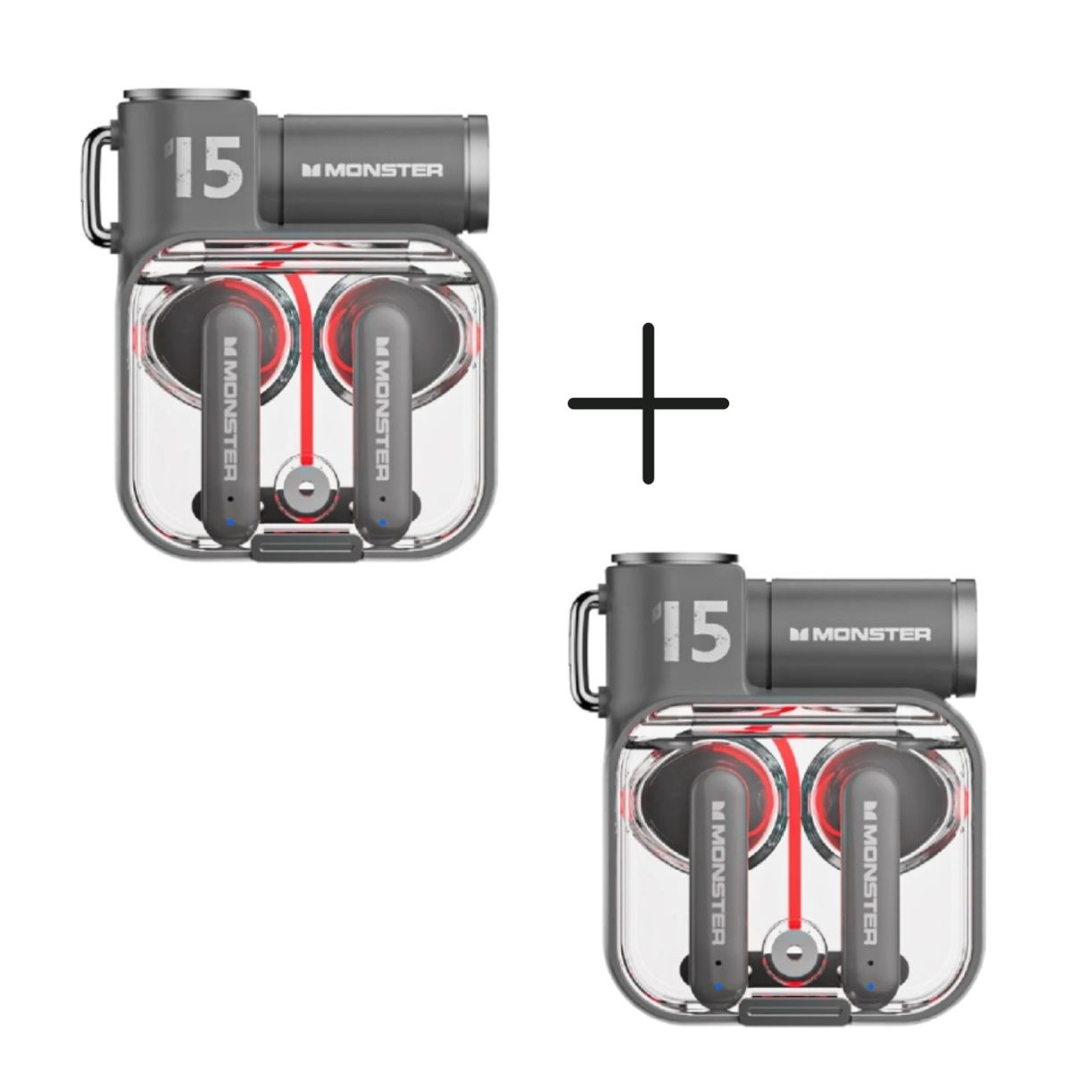 MONSTER - Audífonos Bluetooth Gamer Monster XKT15 Negro Pack x 2 UNIDADES