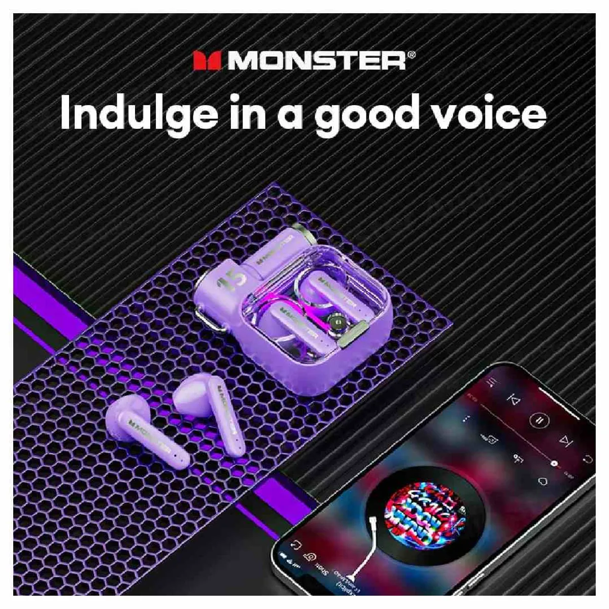 MONSTER - Audífonos Bluetooth Gamer Monster XKT15 Púrpura Pack x 2 UNIDADES