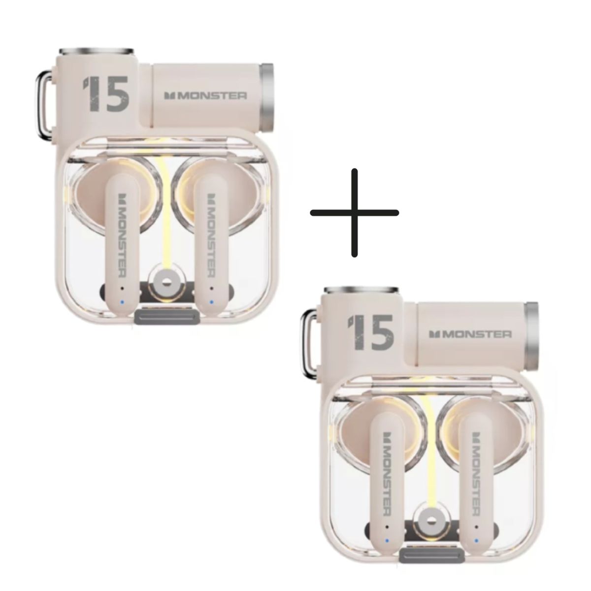 MONSTER - Audífonos Bluetooth Gamer Monster XKT15 Ivory Pack x 2 UNIDADES