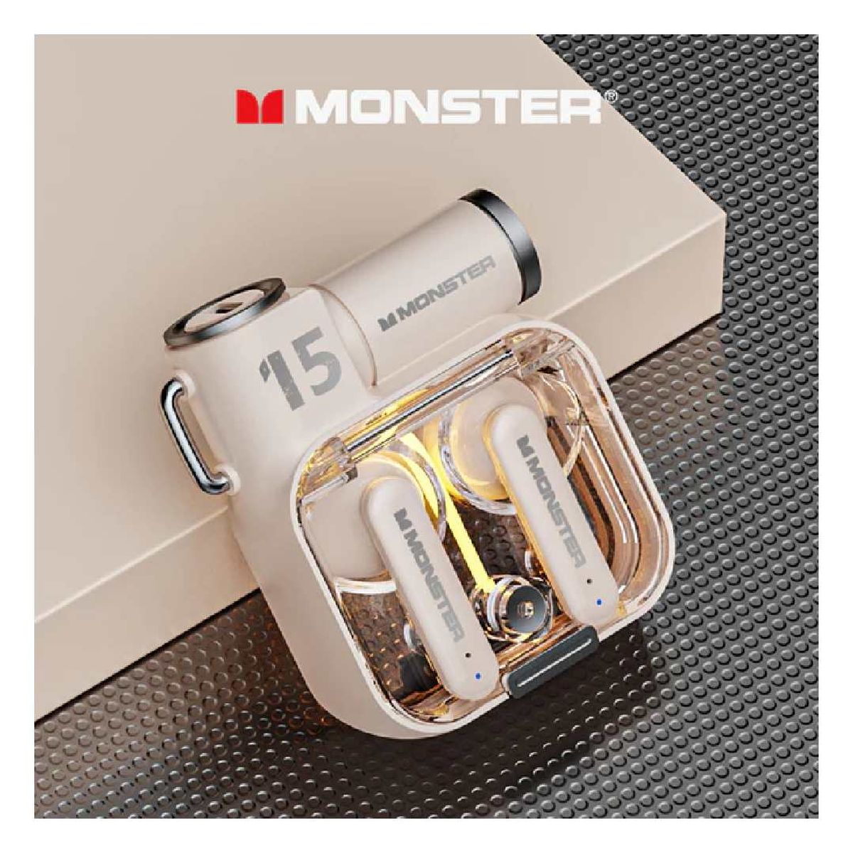 MONSTER - Audífonos Bluetooth Gamer Monster XKT15 Ivory Pack x 2 UNIDADES
