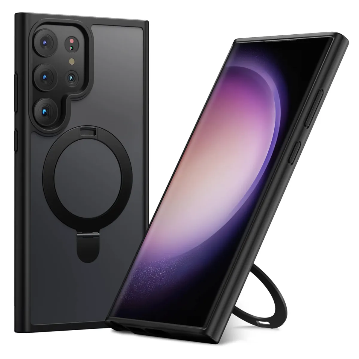 CASE - CASE AHUMADO CON MAGSAFE PARA SAMSUNG S24 ULTRA CON ANILLO - NEGRO