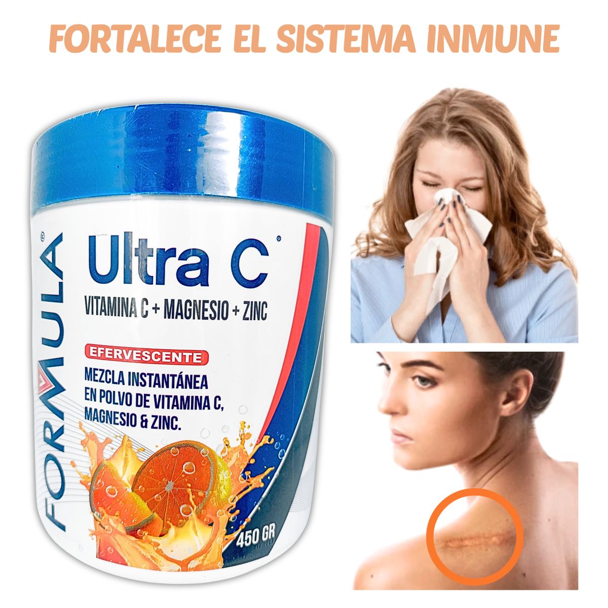 GENERICO - VITAMINA C EN POLVO 318 MG + MAGNESIO Y ZINC 450 GRAMOS FORMULA V