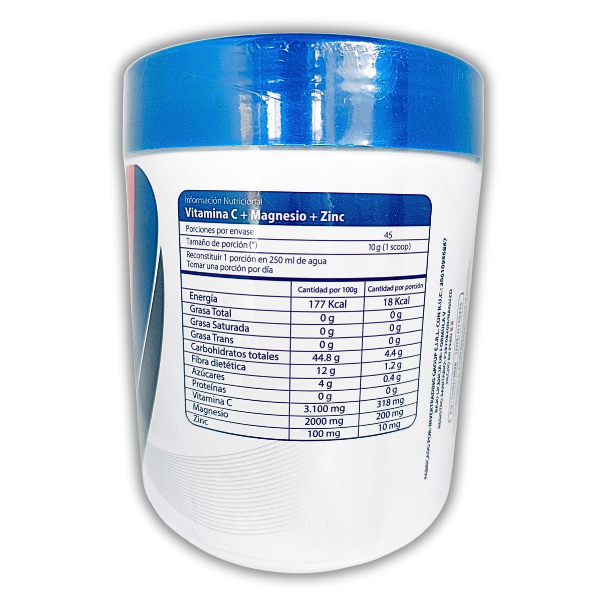 GENERICO - VITAMINA C EN POLVO 318 MG + MAGNESIO Y ZINC 450 GRAMOS FORMULA V