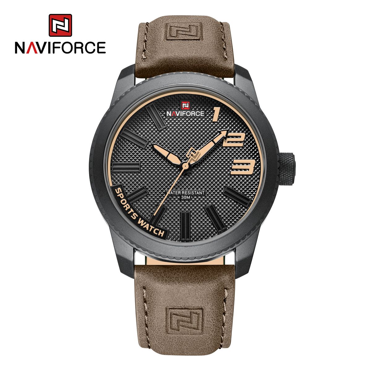 NAVIFORCE - Reloj Hombre Naviforce NF9202 MARRÓN Analógico Cuero Sport Elegante