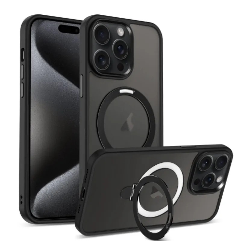 CASE - CASE AHUMADO CON MAGSAFE PARA IPHONE 16 PRO MAX CON ANILLO - NEGRO