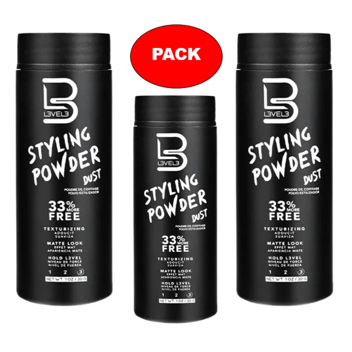 GENERICO - L3VEL 3 Pack Polvo Texturizador Para Cabello Styling Powder 30gr