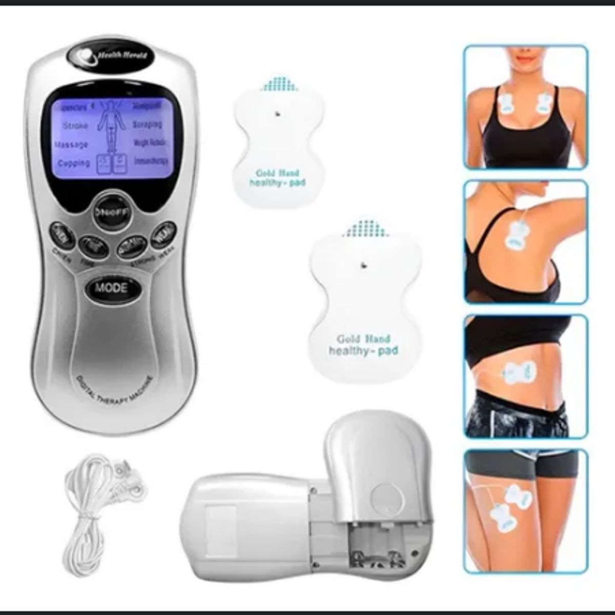 GENERICO - MASAJEADOR ELECTRICO CON PARCHES 4 ELECTRODOS