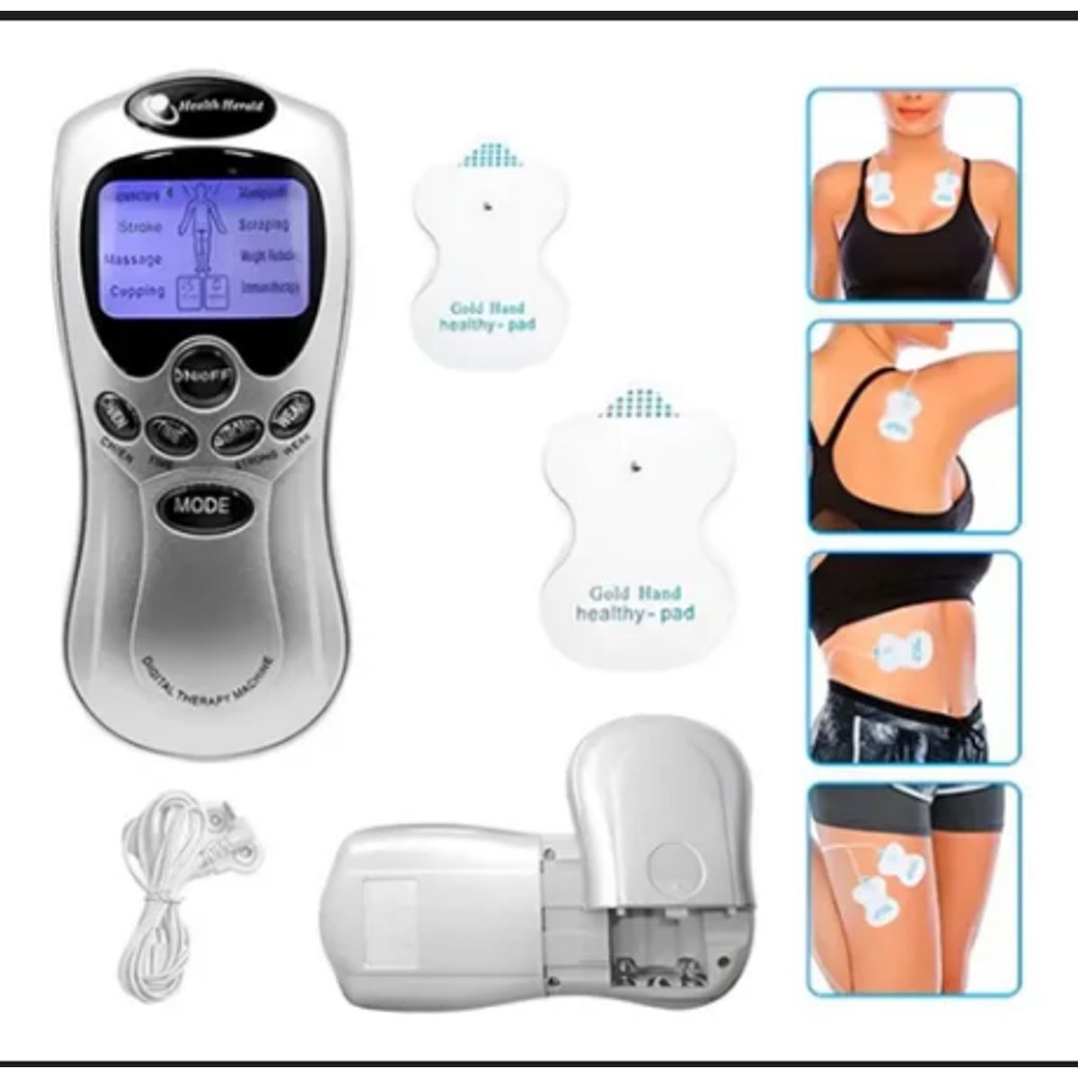 GENERICO - MASAJEADOR ELECTRICO CON PARCHES 4 ELECTRODOS