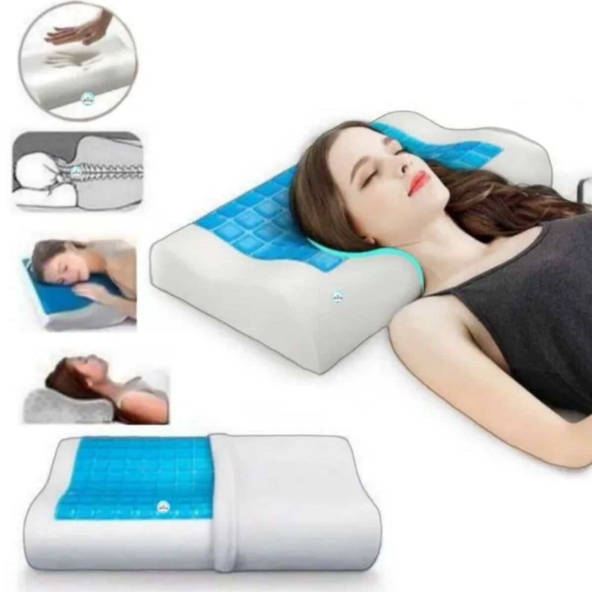 GENERICO - Almohada Ortopedica con Gel más Almohada para Rodillas - Combo