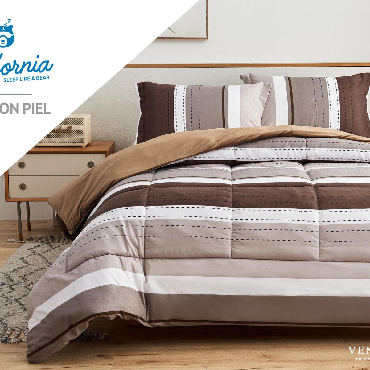 VENEZIA - Set de Edredón 2 Pz Invierno 5 piezas SKIN + Set Sabanas 100% Calidad