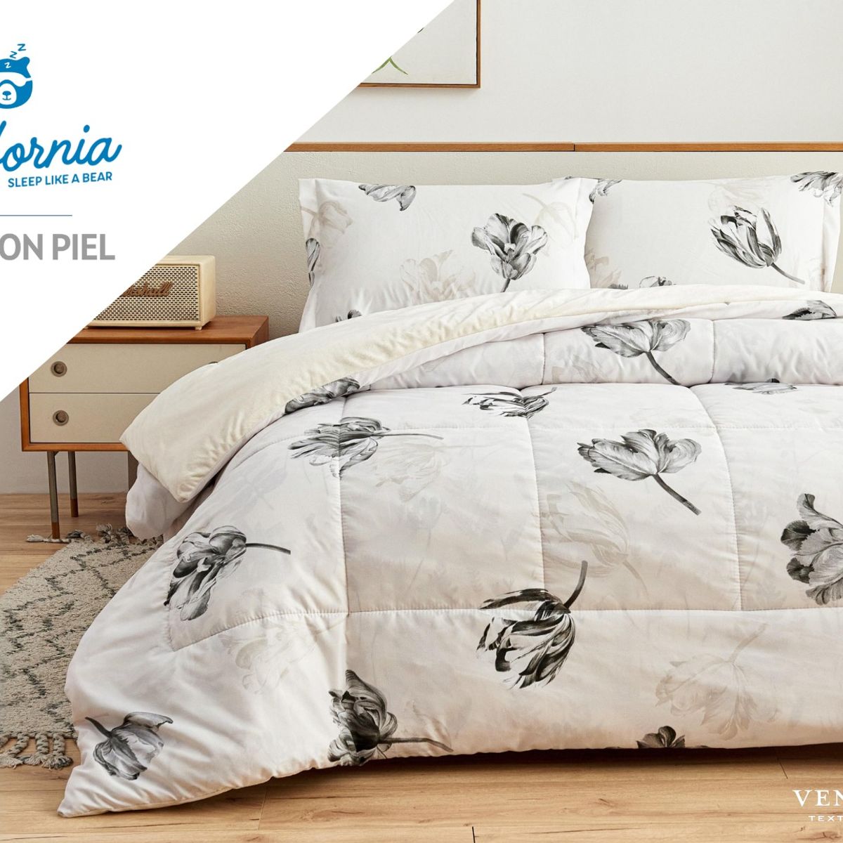 VENEZIA - Set de Edredón 2 Pz Invierno 5 piezas SKIN + Set Sabanas 100% Calidad