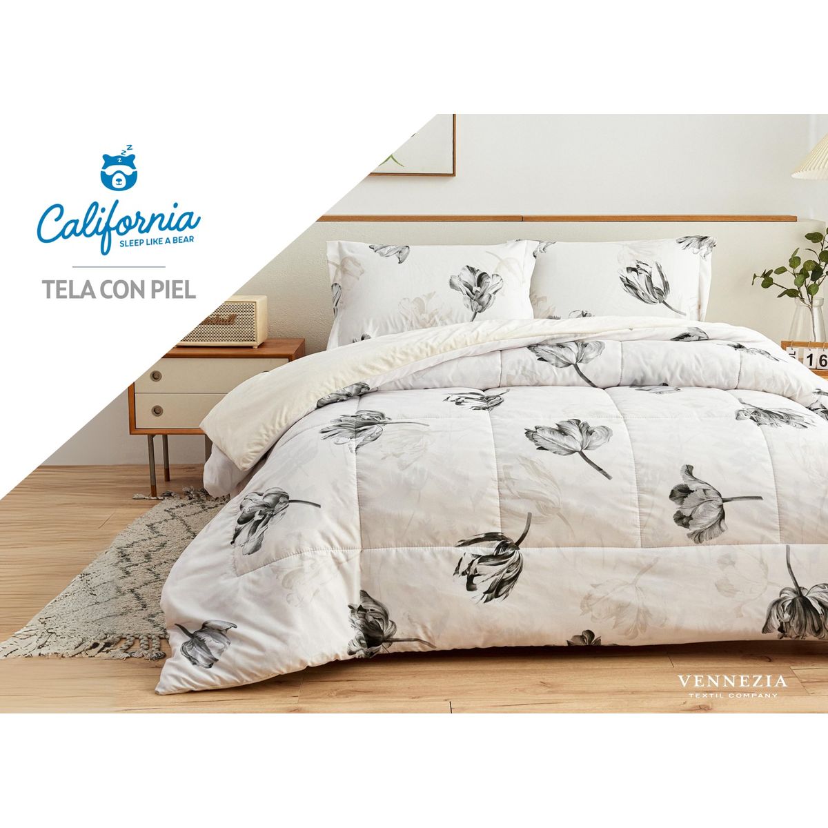 VENEZIA - Set de Edredón 2 Pz Invierno 5 piezas SKIN + Set Sabanas 100% Calidad