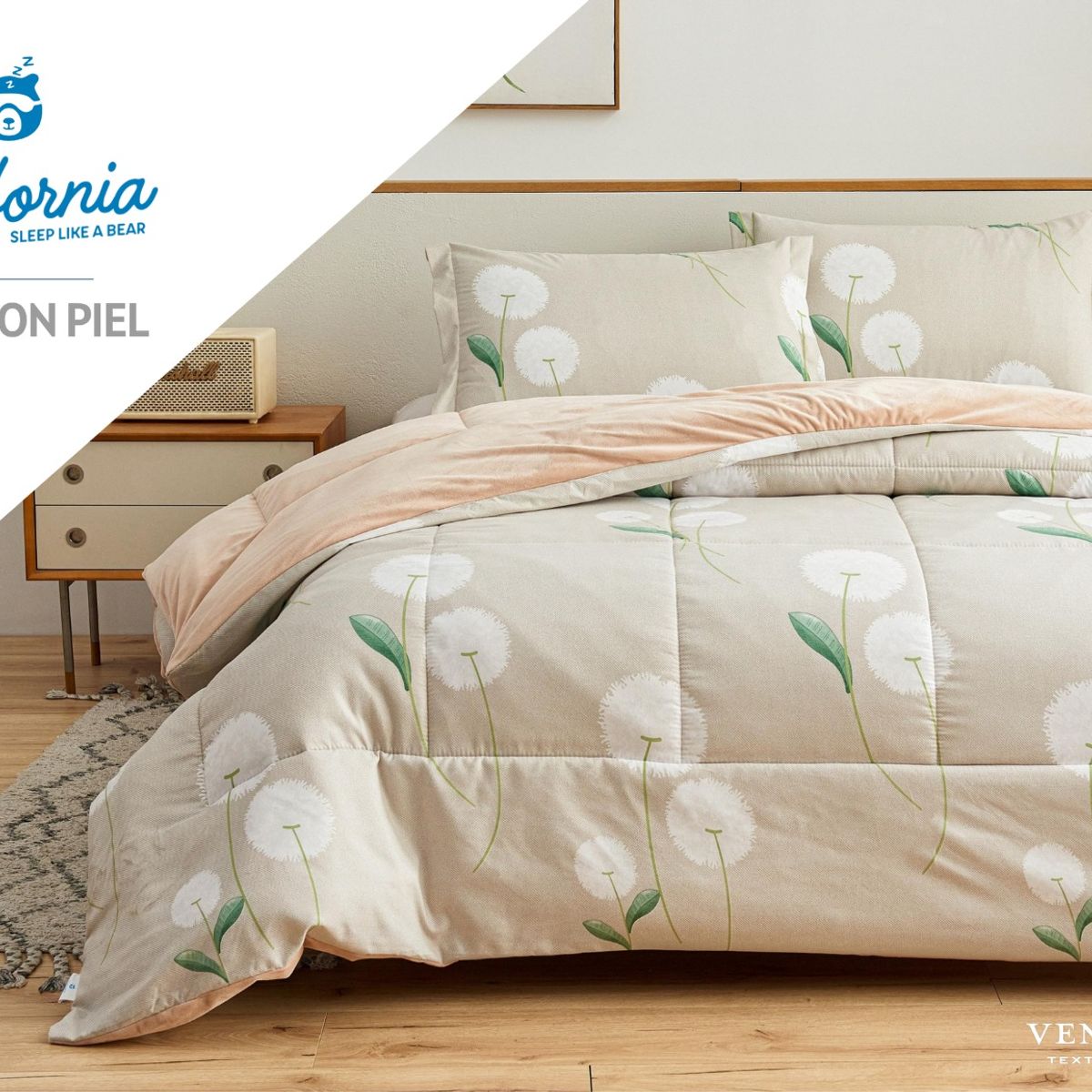 VENEZIA - Set de Edredón 2 Pz Invierno 5 piezas SKIN + Set Sabanas 100% Calidad