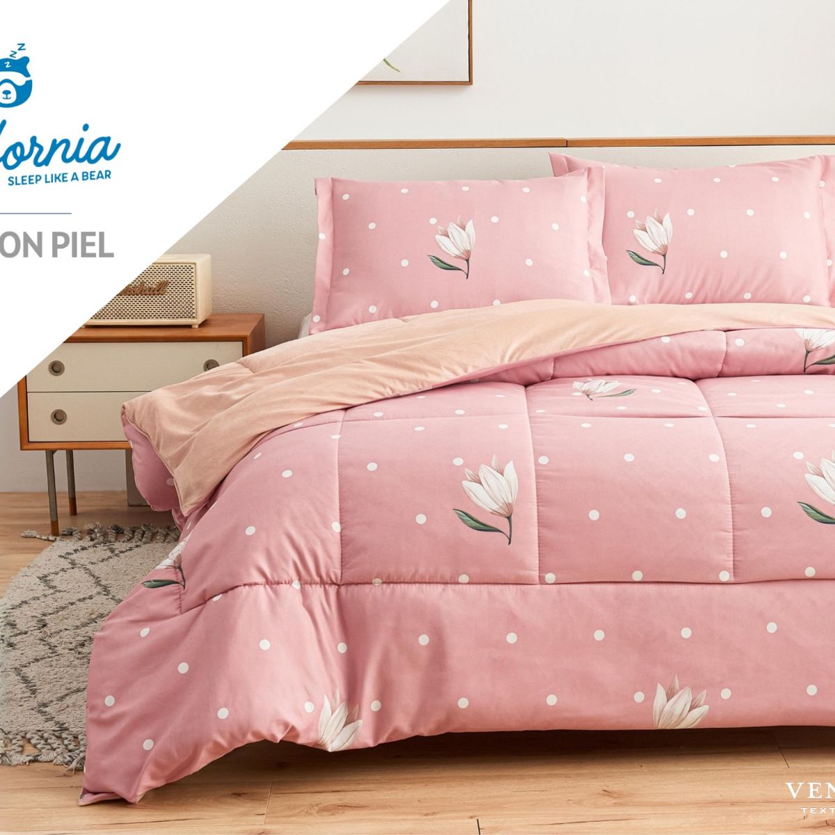 VENEZIA - Set de Edredón 2 Pz Invierno 5 piezas SKIN + Set Sabanas 100% Calidad