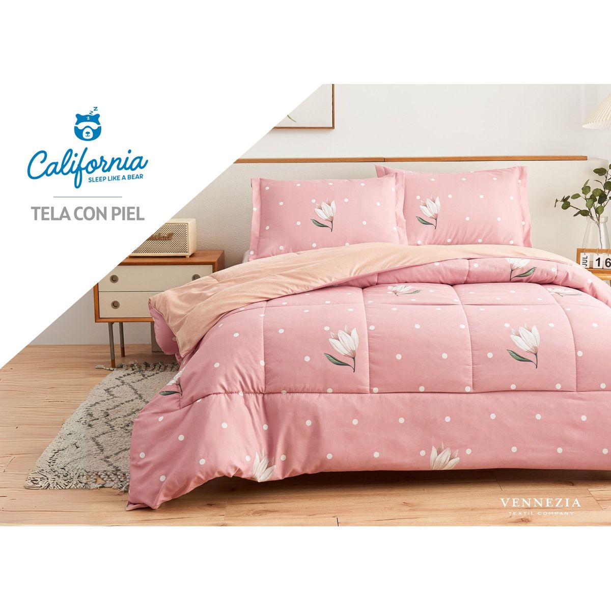 VENEZIA - Set de Edredón 2 Pz Invierno 5 piezas SKIN + Set Sabanas 100% Calidad