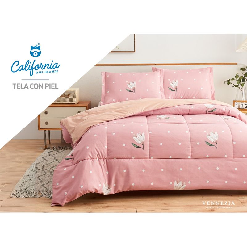 VENEZIA - Set de Edredón 2 Pz Invierno 5 piezas SKIN + Set Sabanas 100% Calidad