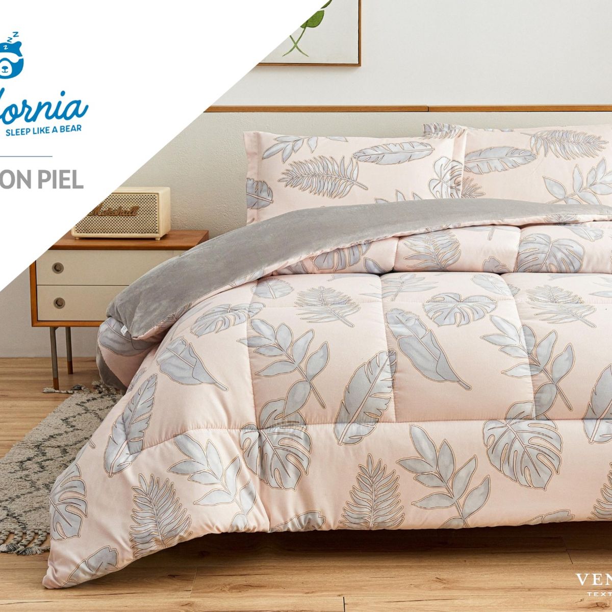 VENEZIA - Set de Edredón 2 Pz Invierno 5 piezas SKIN + Set Sabanas 100% Calidad