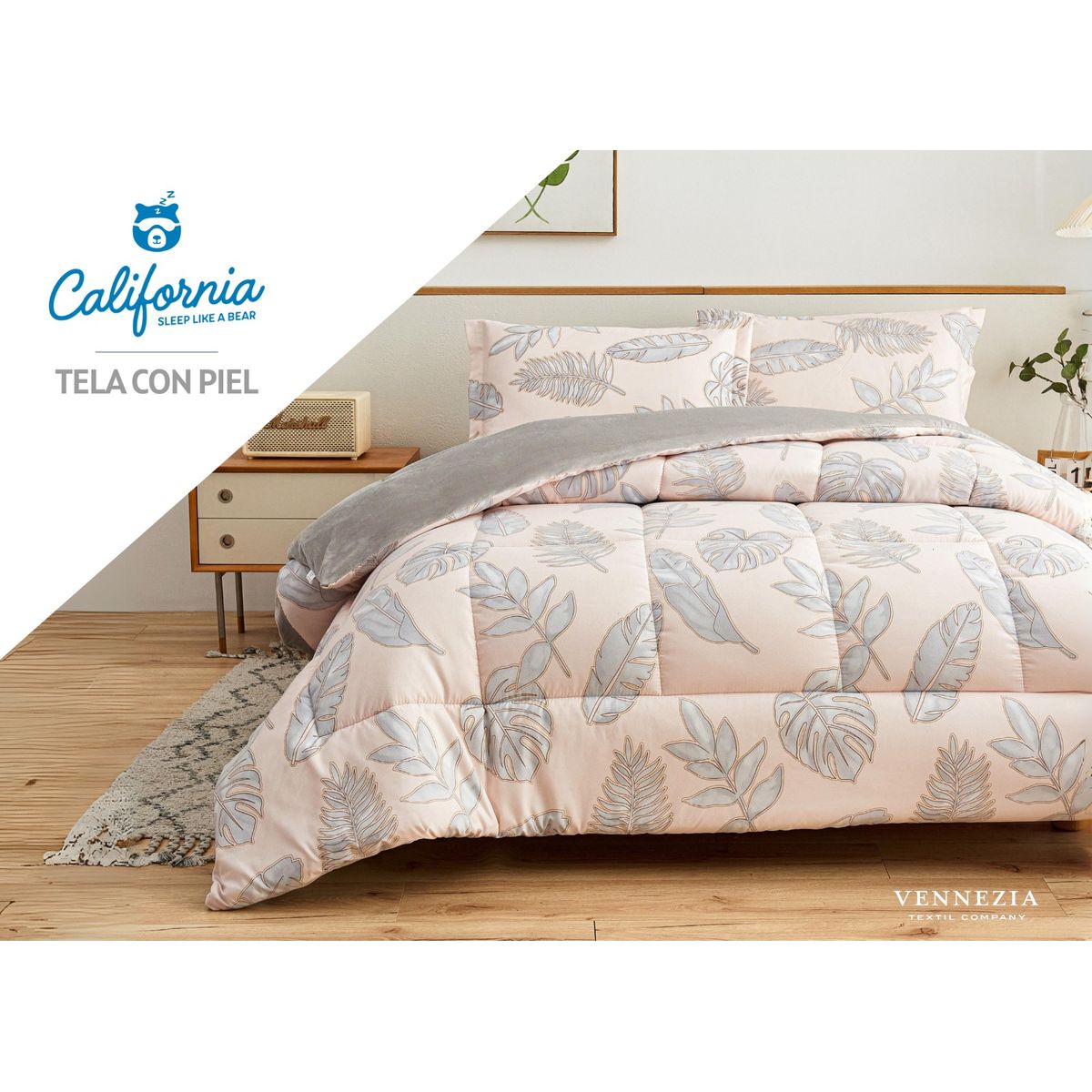 VENEZIA - Set de Edredón 2 Pz Invierno 5 piezas SKIN + Set Sabanas 100% Calidad