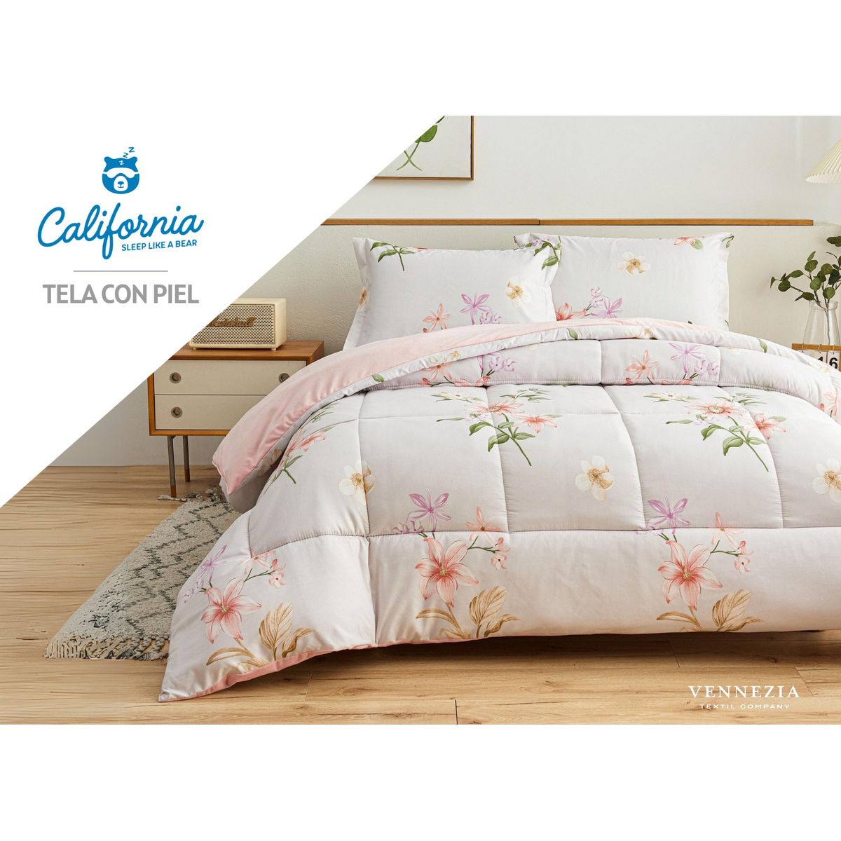 VENEZIA - Set de Edredón 2 Pz Invierno 5 piezas SKIN + Set Sabanas 100% Calidad