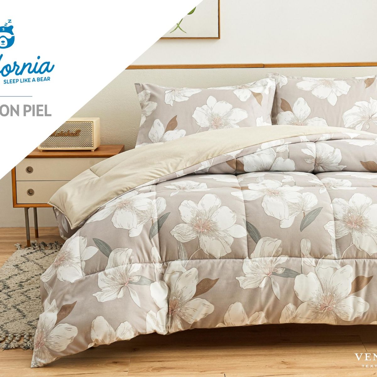 VENEZIA - Set de Edredón 2 Pz Invierno 5 piezas SKIN + Set Sabanas 100% Calidad