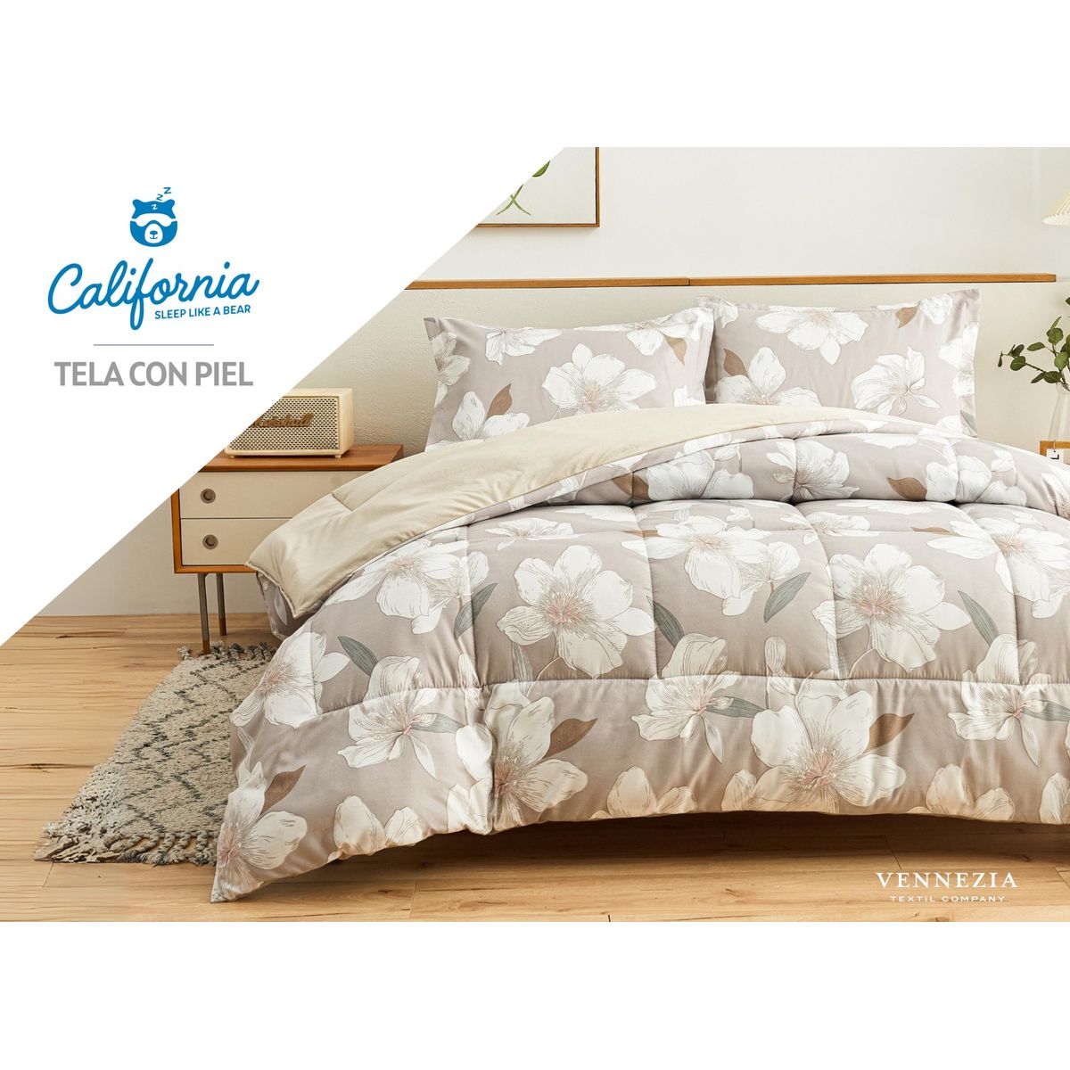 VENEZIA - Set de Edredón 2 Pz Invierno 5 piezas SKIN + Set Sabanas 100% Calidad