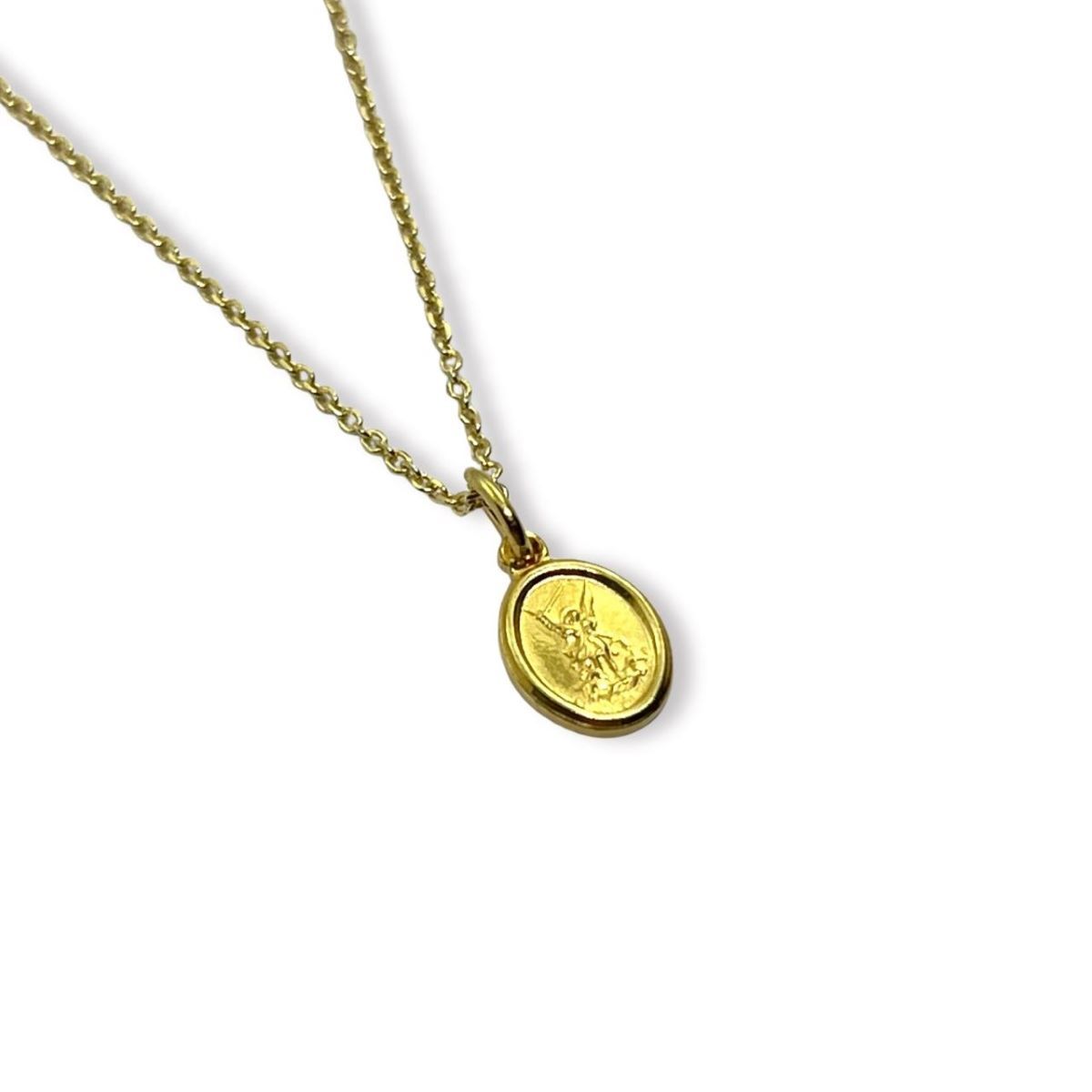 SANTORAL - Dije San Miguel Arcangel 7x11mm y Cadena 40cm Dorado - Plata