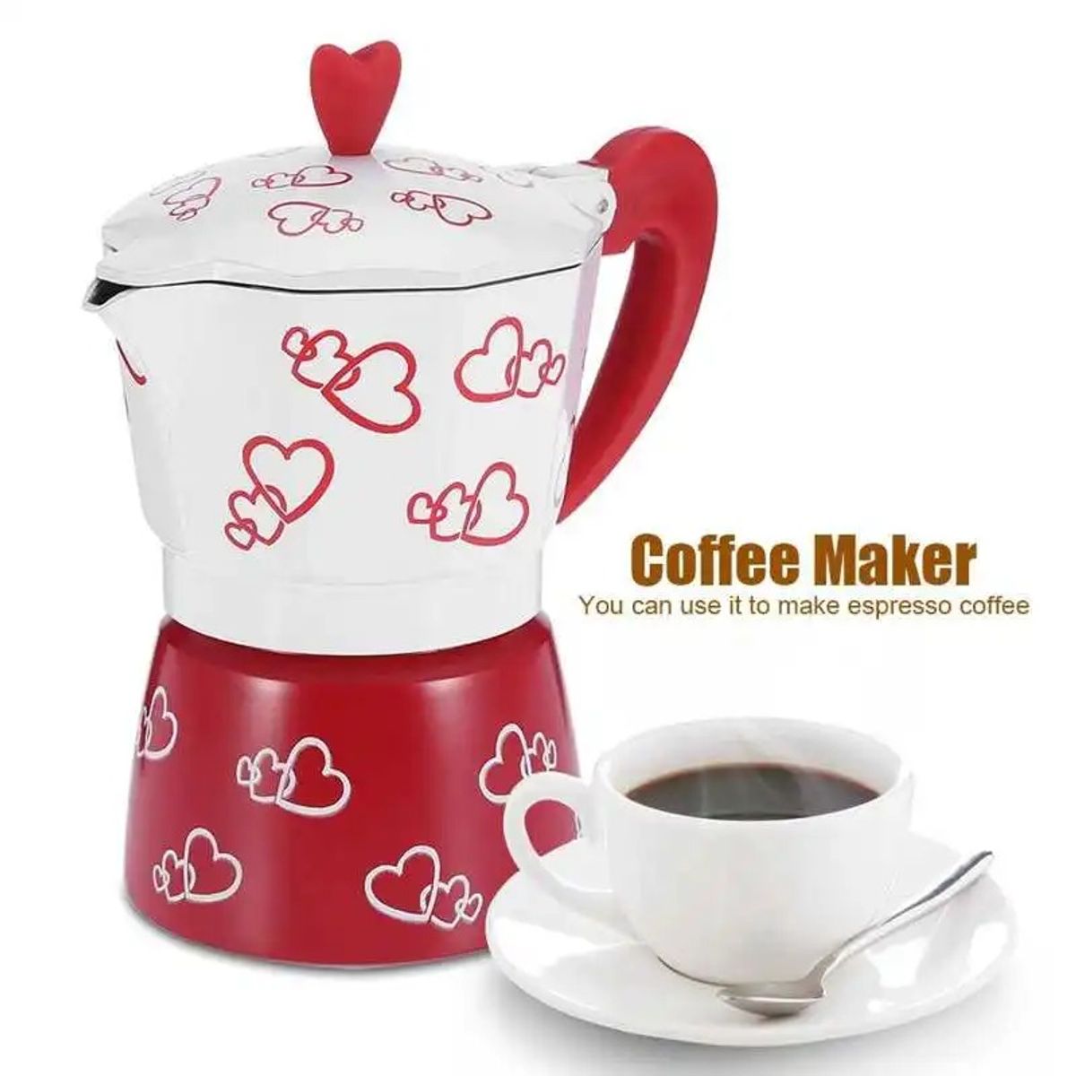GENERICO - Cafetera Moka italiana  corazones  300 ml