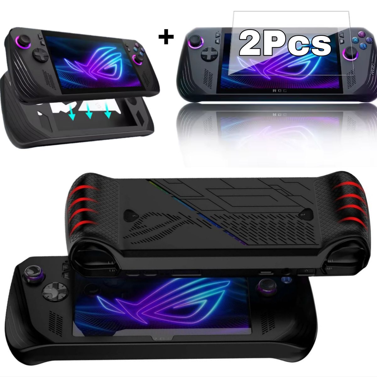 GENERICO - 02 MICAS + Protector Funda de Silicona Case Para Asus Rog Ally X