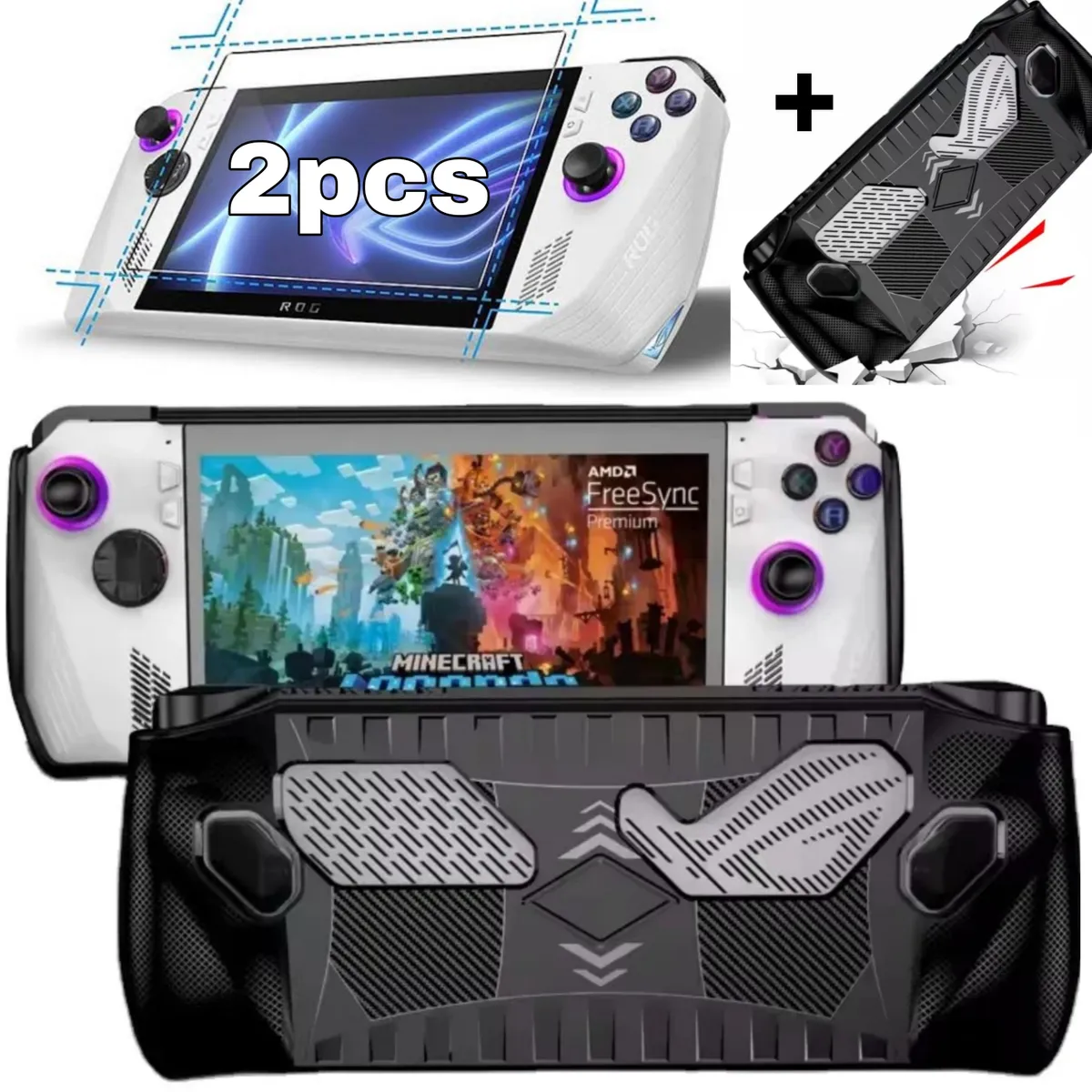 GENERICO - 02 MICAS + Protector Funda Estuche Para Asus Rog Ally Tpu - Negro