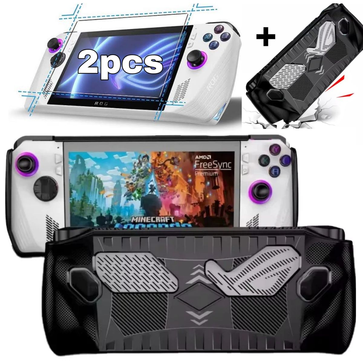 GENERICO - 02 MICAS + Protector Funda Estuche Para Asus Rog Ally Tpu - Negro