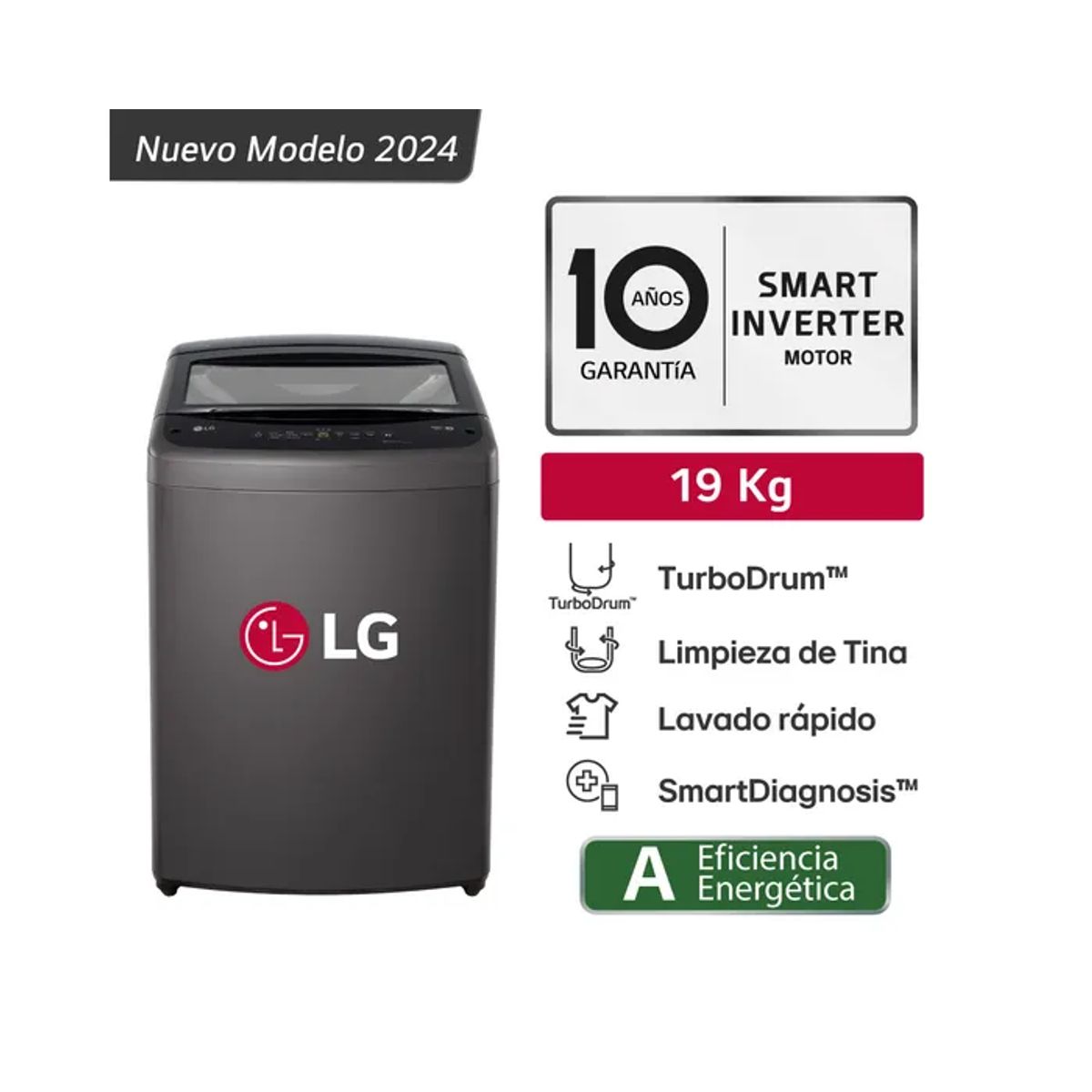 LG - Lavadora LG WT19BVTB TurboDrum Carga Superior 19kg
