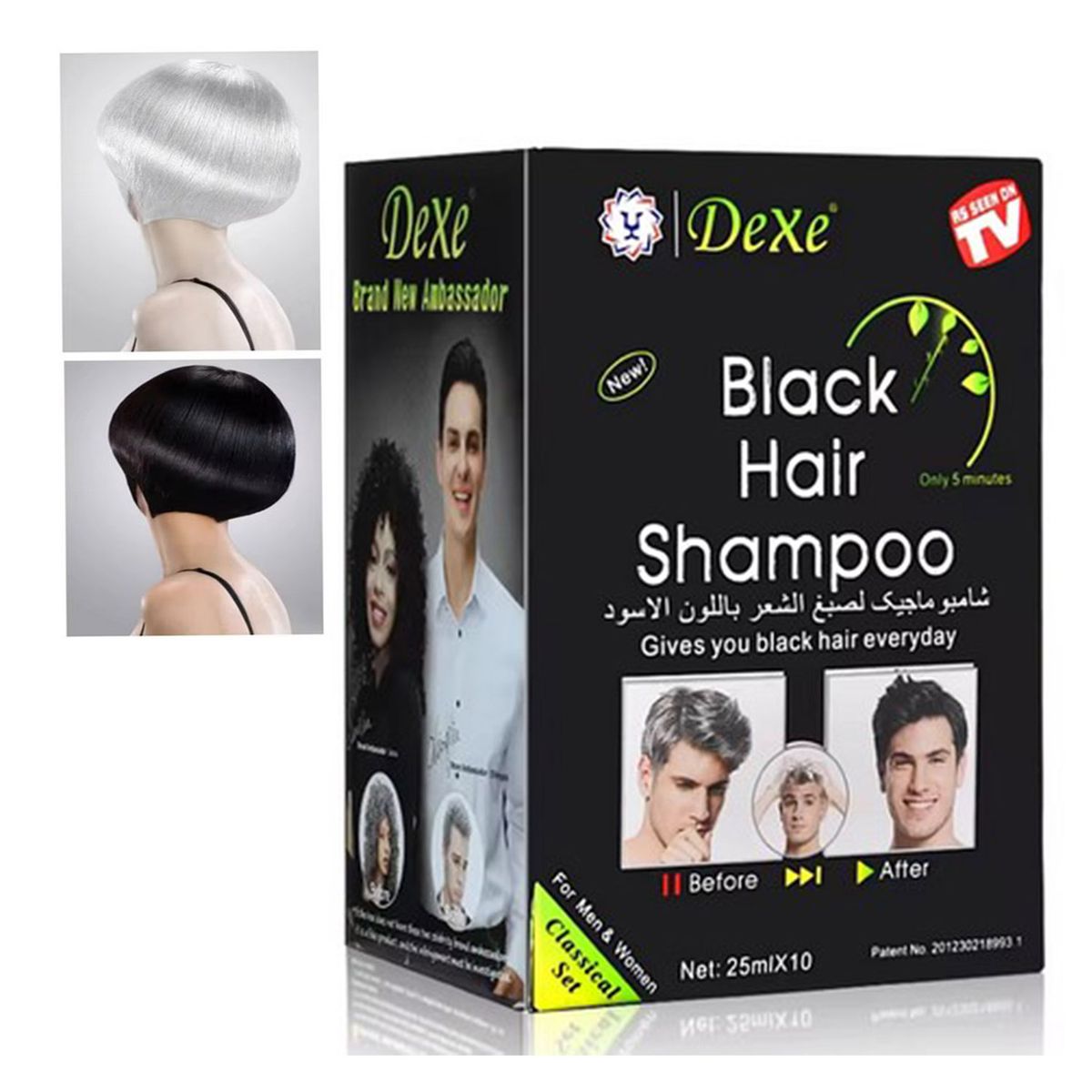 DEXE - BLACK HAIR TINTE PARA  CABELLO NEGRO 10 UNIDADES