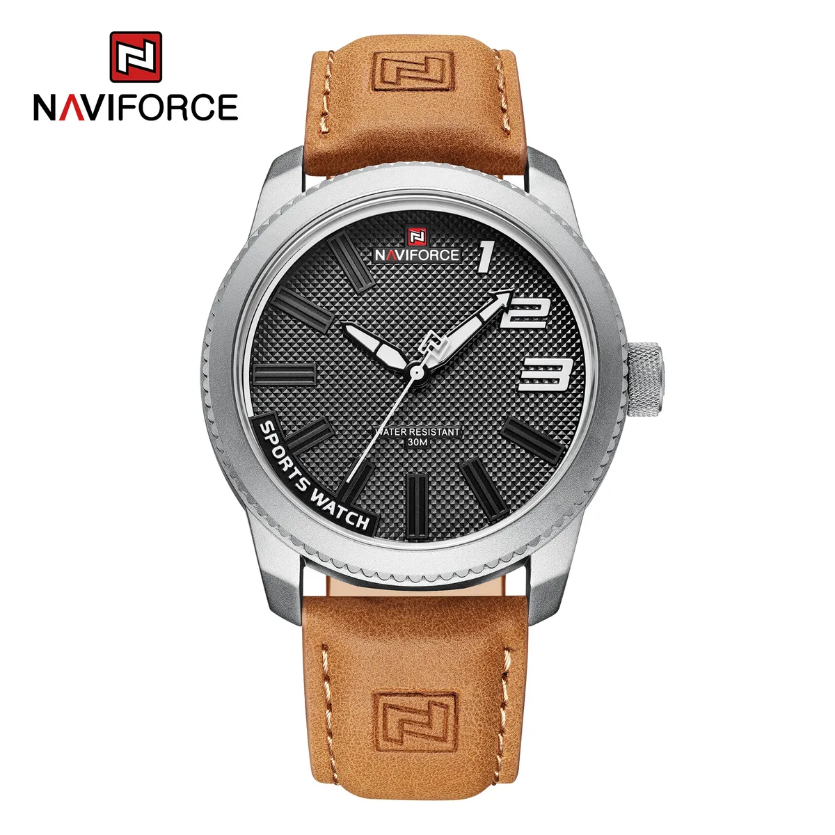 NAVIFORCE - Reloj Hombre Naviforce NF9202 MARRÓN Analógico Cuero Sport Elegante