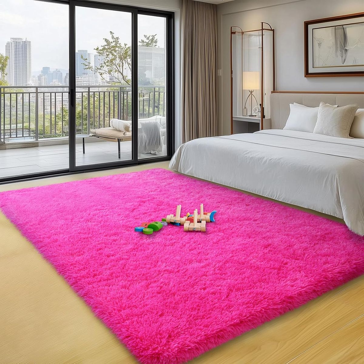 GENERICO - Alfombra Rectangular peluche pelo largo 1.50 x 2.00m fucsia