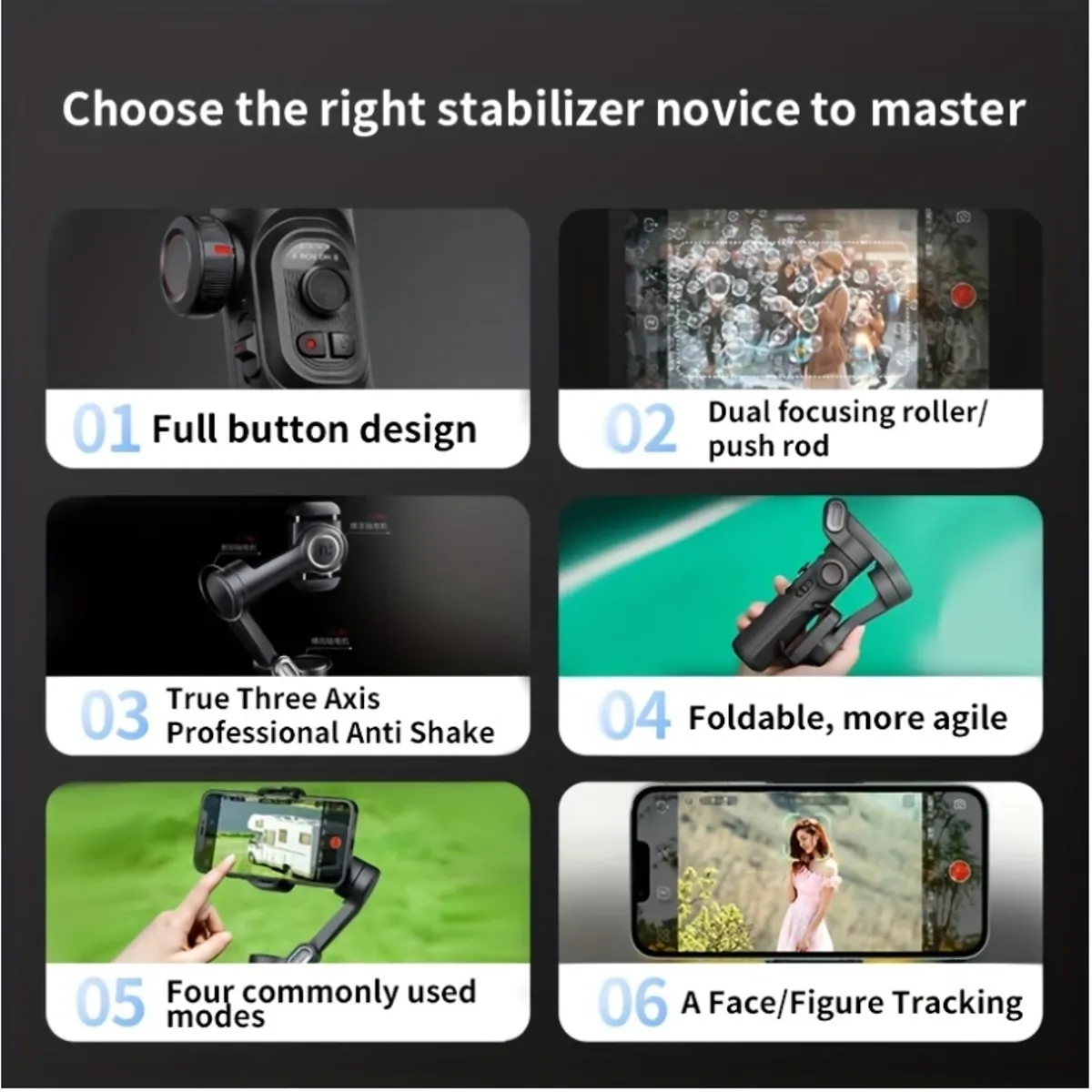 GENERICO - Estabilizador de Celular con Inteligencia Artificial AOCHUAN Smart XE