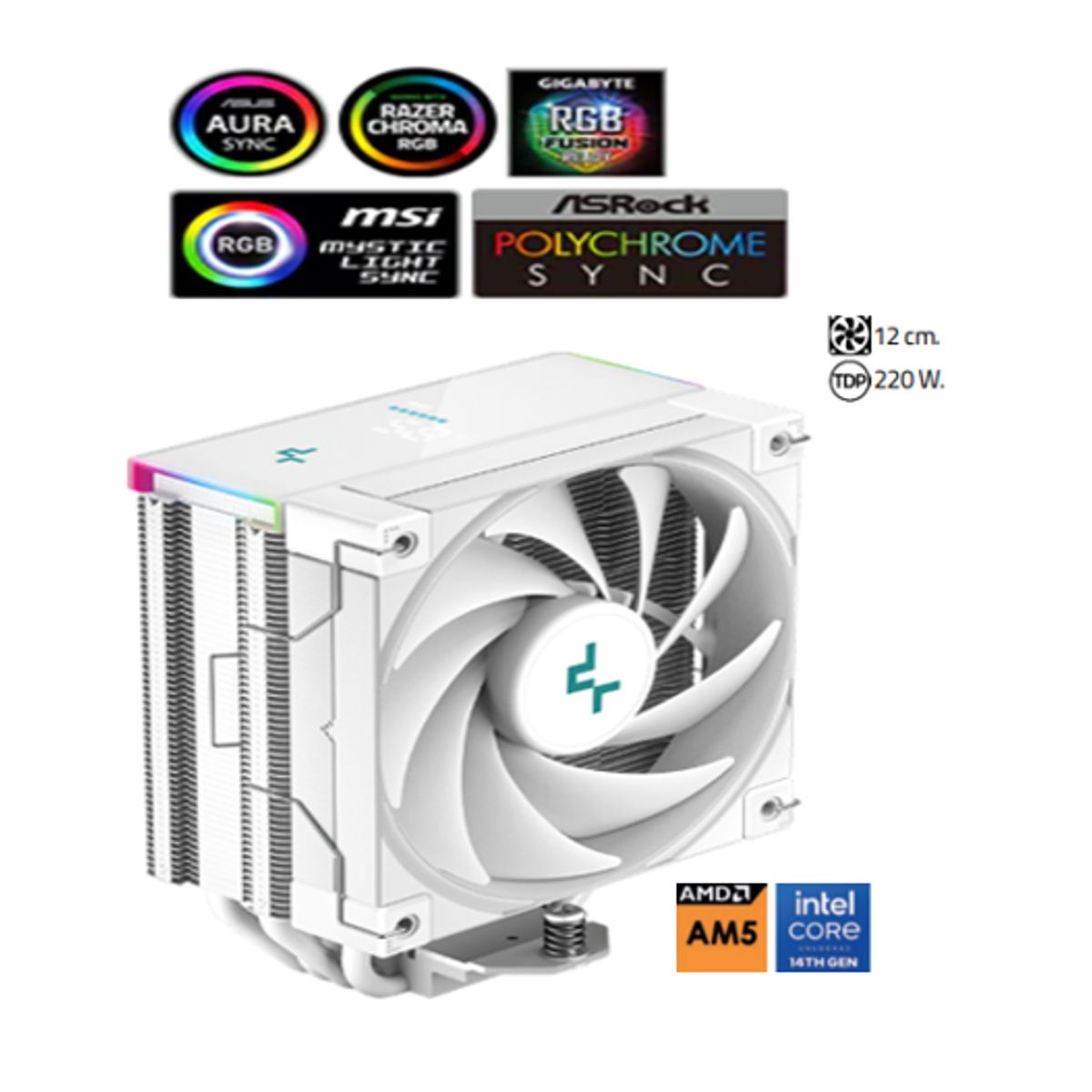 DEEPCOOL - Disipador Por Aire AK400 DIGITAL WH 12 cm. 220 W DEEPCOOL
