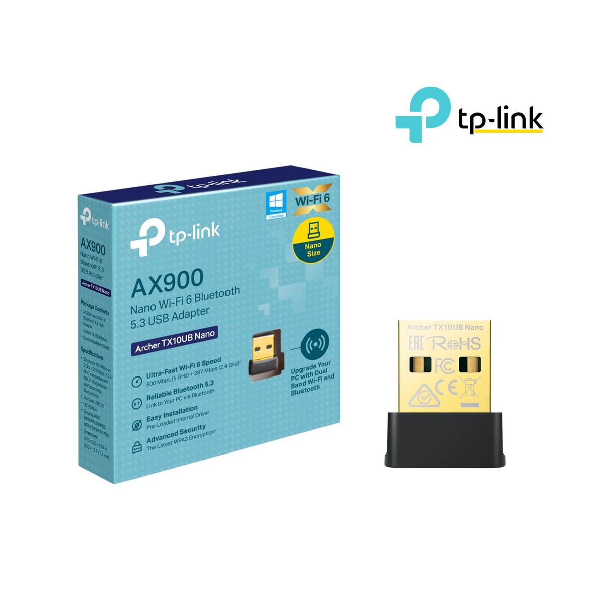 TP LINK - TP-LINK Archer TX10UB Nano AX900 Adaptador USB Wi-Fi 6 Bluetooth 53