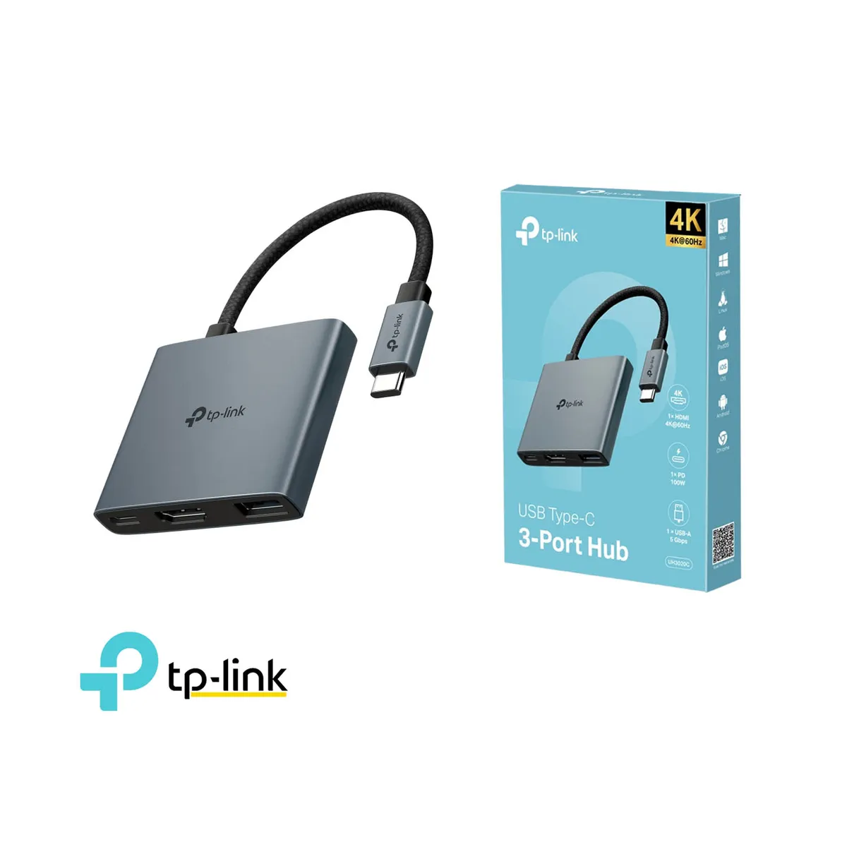 TP LINK - TP-LINK UH3020C Adaptador Hub USB Tipo-C 3 USB AC HDMI