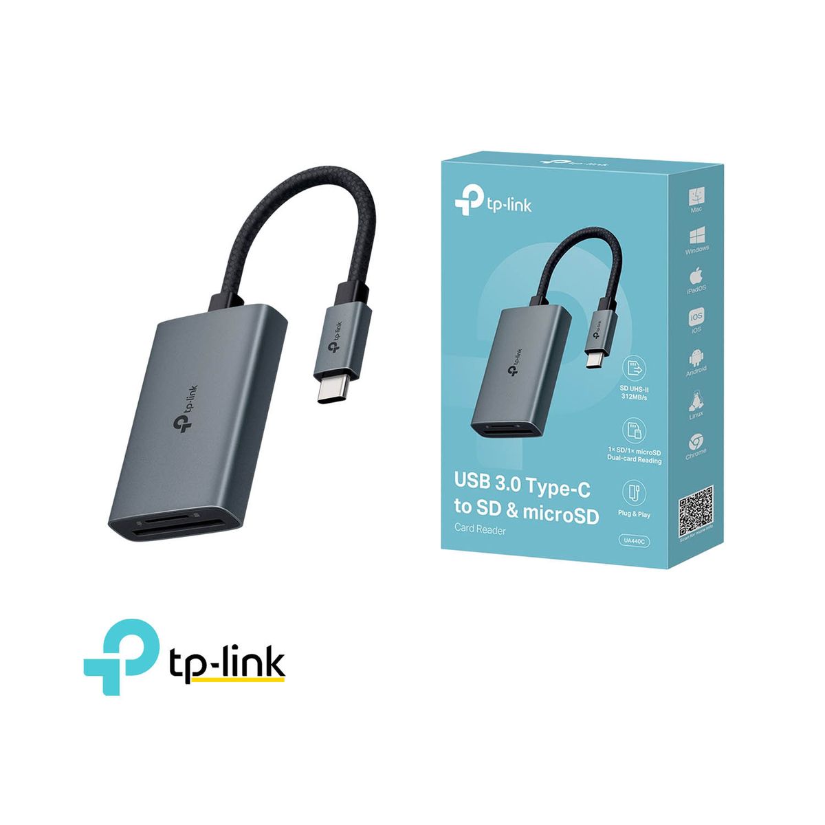 TP LINK - TP-LINK UA440C Lector de tarjetas USB 30 Tipo-C a SD y microSD 40