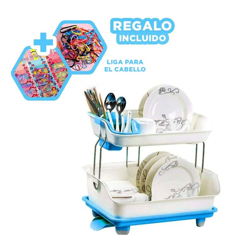 GENERICO - Colador Resistente de Platos 2N en Celeste Y+Ligas de Regalo