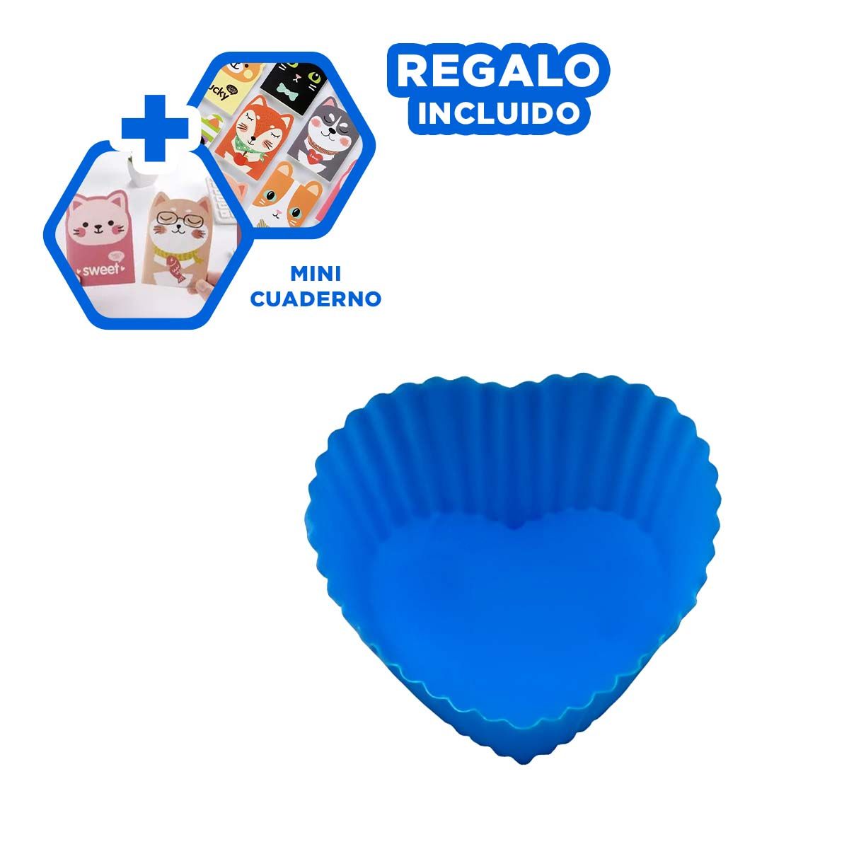 GENERICO - Pack12 Recipiente de Silicona en Azul Y+Regalo Agendita